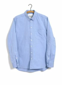 HANSEN GARMENTS HAAKON | Hidden Button Down Shirt | Blue