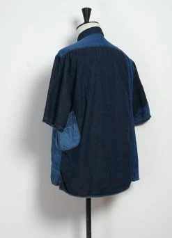 KAPITAL KATMANDU | Short Sleeve Patchwork Shirt | Indigo -Hansen Shop EK 1213 IDG Patchwork KATMANDU Shirt 2022 4