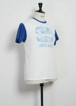 KAPITAL HARD RAIN | 2 Tone Ringer T-shirt | White & Blue -Hansen Shop K2206SC146 20 Jersey 2TONES Ringer T HARD RAIN 3