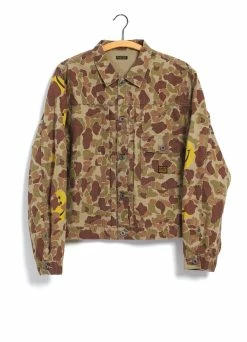 KAPITAL HAPPY PEEK-A-BOO | Herringbone Camo Jacket | Beige/Khaki