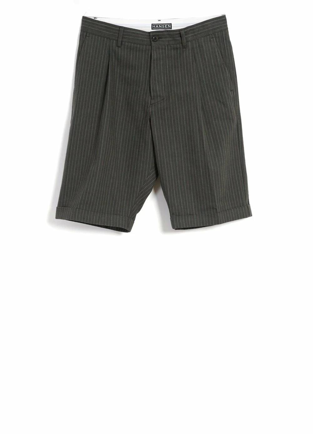 HANSEN GARMENTS BIRK | Single Pleated Shorts | Khaki Pin 1 HANSEN GARMENTS BIRK | Single Pleated Shorts | Khaki Pin