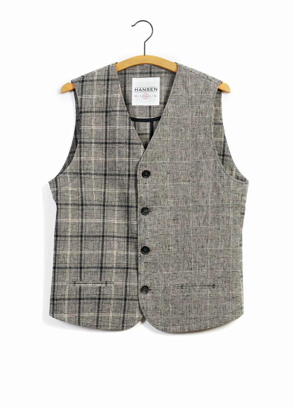 HANSEN GARMENTS DANIEL | Four Button Waistcoat | Mixed Check 1 HANSEN GARMENTS DANIEL | Four Button Waistcoat | Mixed Check