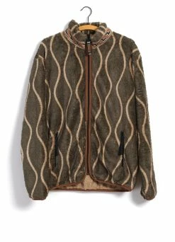 KAPITAL DRUNK STRIPE | Fleece Jacket | Khaki