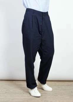 HANSEN GARMENTS EIGIL | Light Wide Cut Summer Trousers | Navy -Hansen Shop eigil light wide cut summer trousers navy 859158