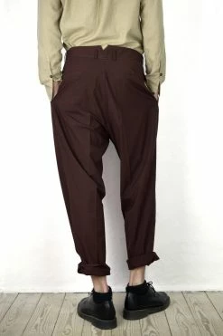 HANSEN GARMENTS EIGIL | Wide Fit Trousers | Dark Rust -Hansen Shop eigil wide fit trousers dark rust 185 668759