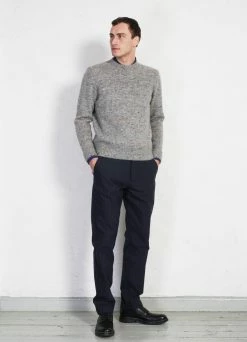 HANSEN GARMENTS FINN | Side Buckle Regular Trousers | Blue Pin -Hansen Shop finn side buckle regular trousers blue pin hansen garments 463638