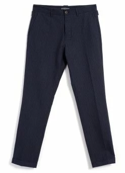 HANSEN GARMENTS FINN | Side Buckle Regular Trousers | Blue Pin