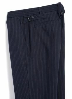 HANSEN GARMENTS FINN | Side Buckle Regular Trousers | Blue Pin -Hansen Shop finn side buckle regular trousers blue pin hansen garments 908269