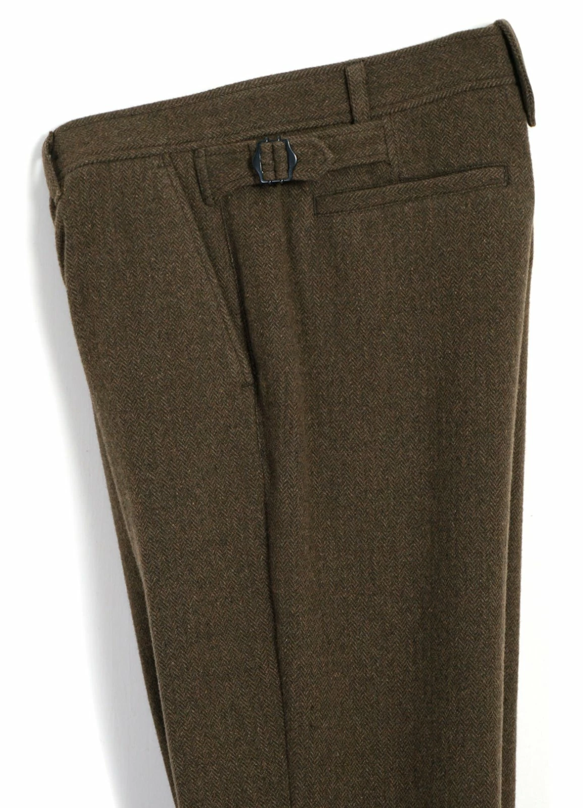 HANSEN GARMENTS FINN | Side Buckle Regular Trousers | Brown Herringbone 5 HANSEN GARMENTS FINN | Side Buckle Regular Trousers | Brown Herringbone - Image 5