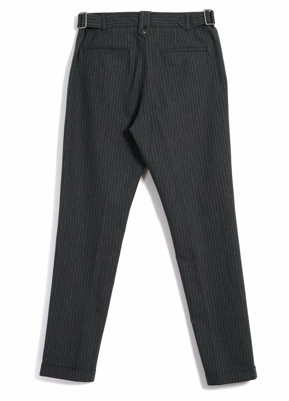 HANSEN GARMENTS FINN | Side Buckle Regular Trousers | Grey Pin 4 HANSEN GARMENTS FINN | Side Buckle Regular Trousers | Grey Pin - Image 4