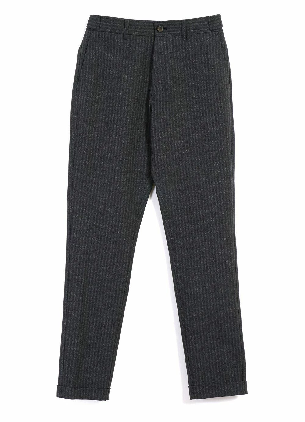 HANSEN GARMENTS FINN | Side Buckle Regular Trousers | Grey Pin 1 HANSEN GARMENTS FINN | Side Buckle Regular Trousers | Grey Pin