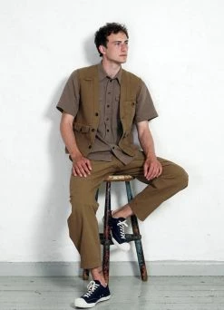 HANSEN GARMENTS KARLO | Wide Cut Utility Trousers | Khaki -Hansen Shop karlo wide cut utility trousers khaki hansen garments 307675