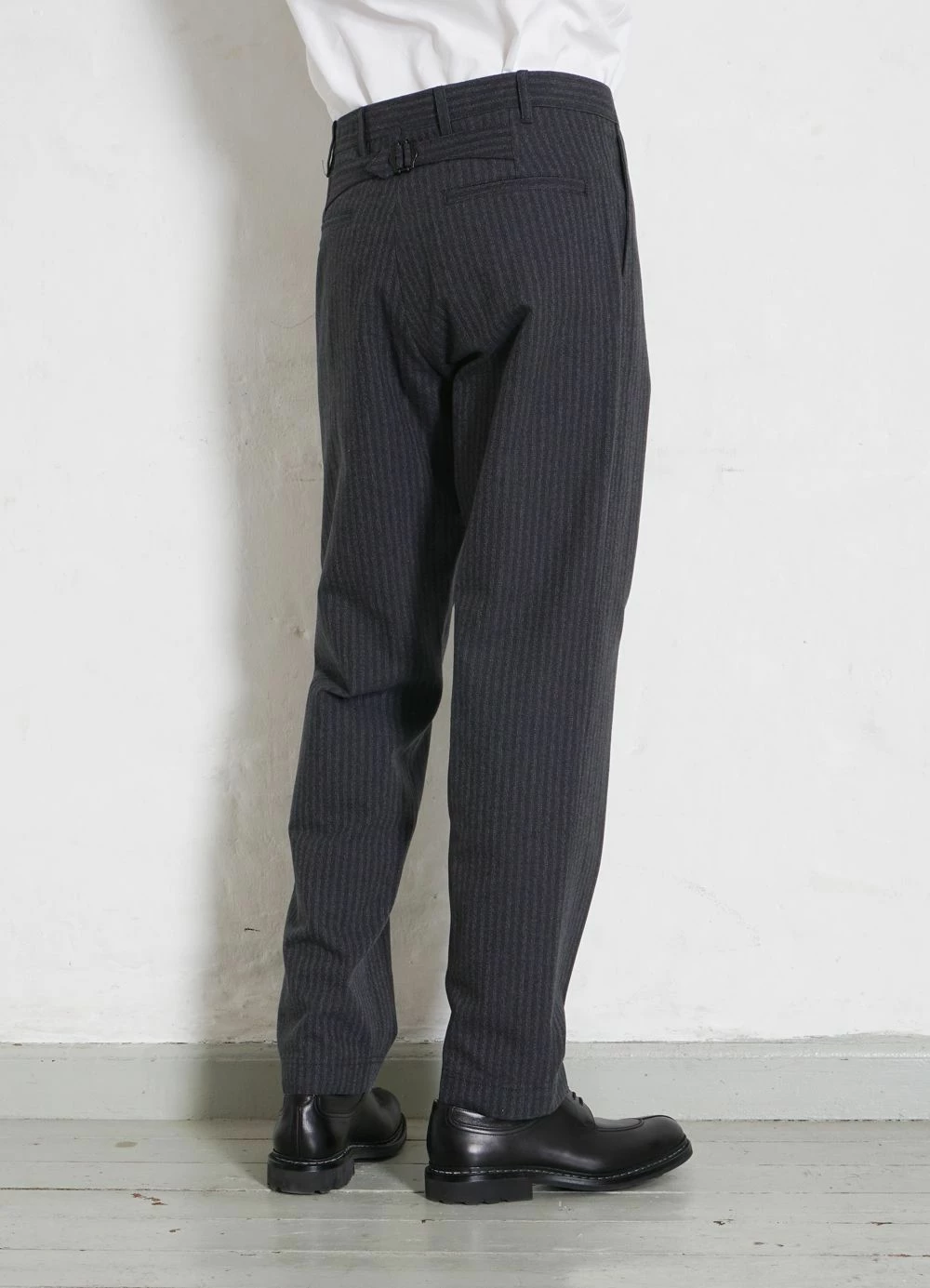 HANSEN GARMENTS KIAN | Cinch Back Wide Trousers | Grey Pin 3 HANSEN GARMENTS KIAN | Cinch Back Wide Trousers | Grey Pin - Image 3