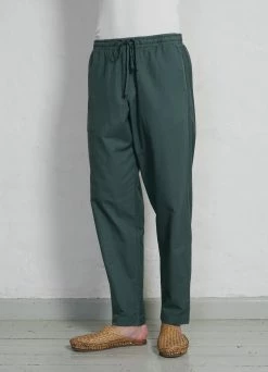 HANSEN GARMENTS JIM | Casual Drawstring Trousers | Petrol -Hansen Shop ss23 trousers jim petrol 1