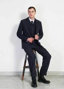 HANSEN GARMENTS SUNE | Pleated Wide Cut Trousers | Blue Pin 17 HANSEN GARMENTS SUNE | Pleated Wide Cut Trousers | Blue Pin -Hansen Shop sune pleated wide cut trousers blue pin hansen garments 116787