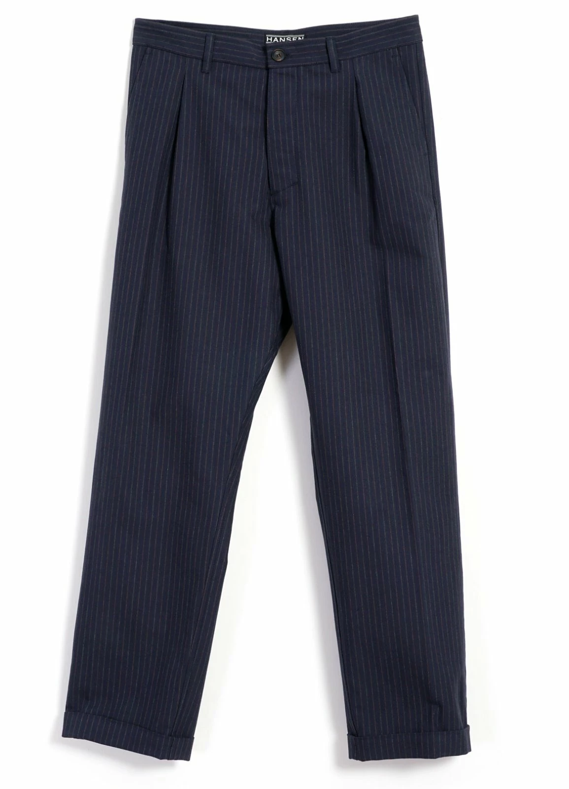 HANSEN GARMENTS SUNE | Pleated Wide Cut Trousers | Blue Pin 1 HANSEN GARMENTS SUNE | Pleated Wide Cut Trousers | Blue Pin