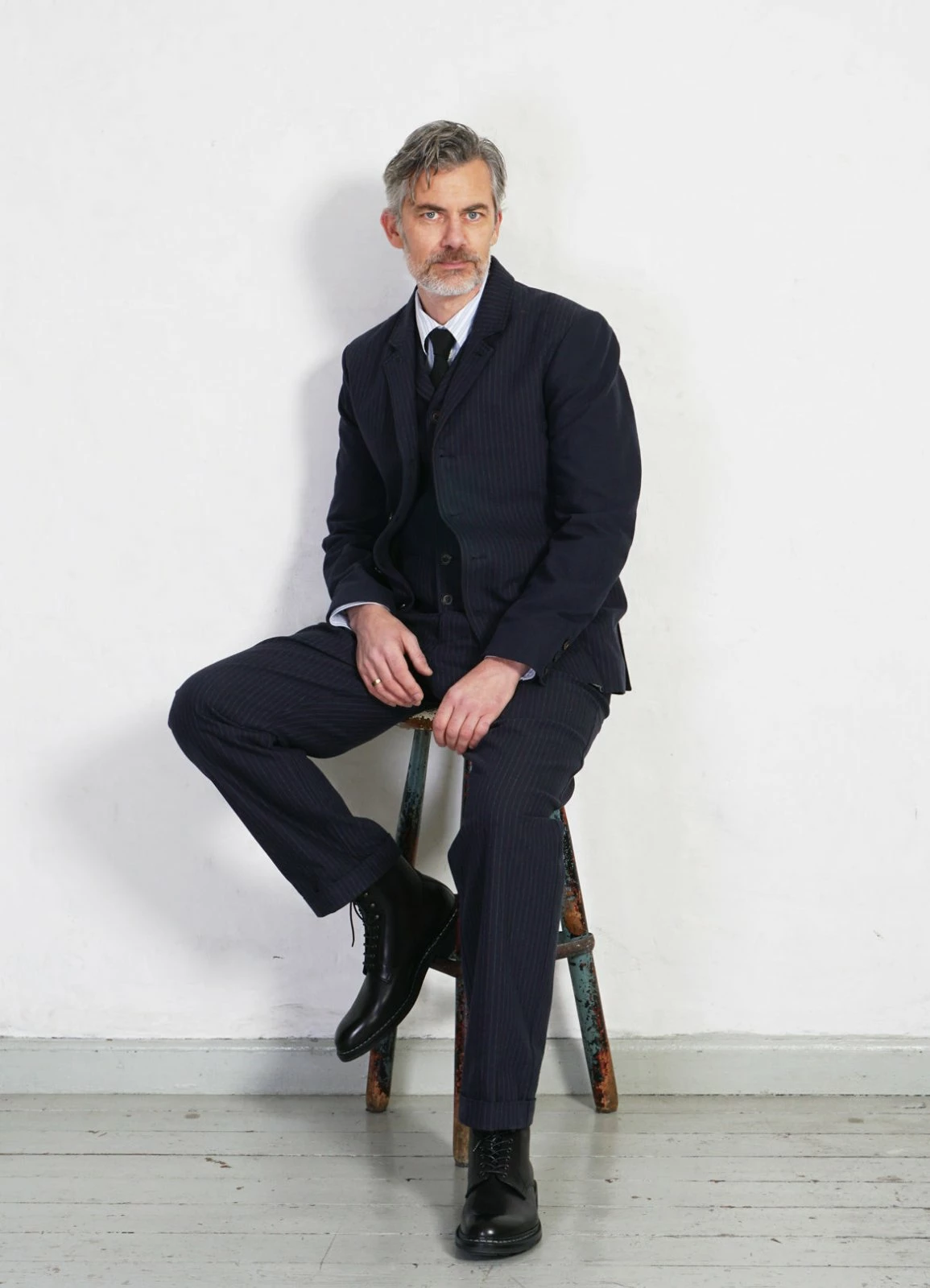 HANSEN GARMENTS SUNE | Pleated Wide Cut Trousers | Blue Pin 8 HANSEN GARMENTS SUNE | Pleated Wide Cut Trousers | Blue Pin - Image 8