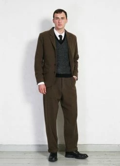 HANSEN GARMENTS SUNE | Pleated Wide Cut Trousers | Brown Herringbone -Hansen Shop sune pleated wide cut trousers brown herringbone hansen garments 210428