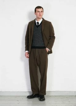 HANSEN GARMENTS SUNE | Pleated Wide Cut Trousers | Brown Herringbone -Hansen Shop sune pleated wide cut trousers brown herringbone hansen garments 255264