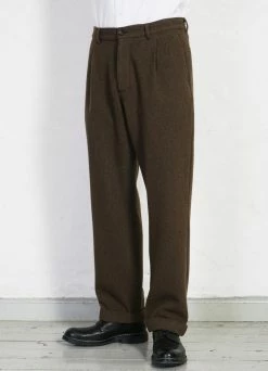 HANSEN GARMENTS SUNE | Pleated Wide Cut Trousers | Brown Herringbone -Hansen Shop sune pleated wide cut trousers brown herringbone hansen garments 499027