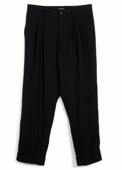 HANSEN GARMENTS SYLVESTER | Double Pleated Trousers | Black