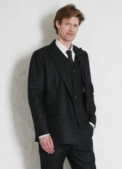HANSEN GARMENTS WALTER | Classic Double Breasted Blazer | Black Marble -Hansen Shop walter classic double breasted blazer black marble hansen garments 640298