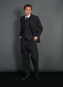 HANSEN GARMENTS WILLIAM | High Lapel Waistcoat | Black Pin -Hansen Shop william high lapel waistcoat black pin 240 545651