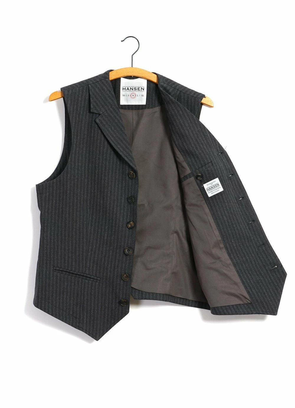 HANSEN GARMENTS WILLIAM | Lapel Waistcoat | Grey Pin 5 HANSEN GARMENTS WILLIAM | Lapel Waistcoat | Grey Pin - Image 5